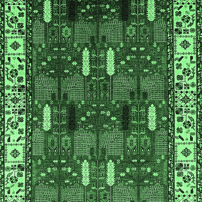 Machine Washable Oriental Emerald Green Traditional Area Rugs, wshurb1484emgrn