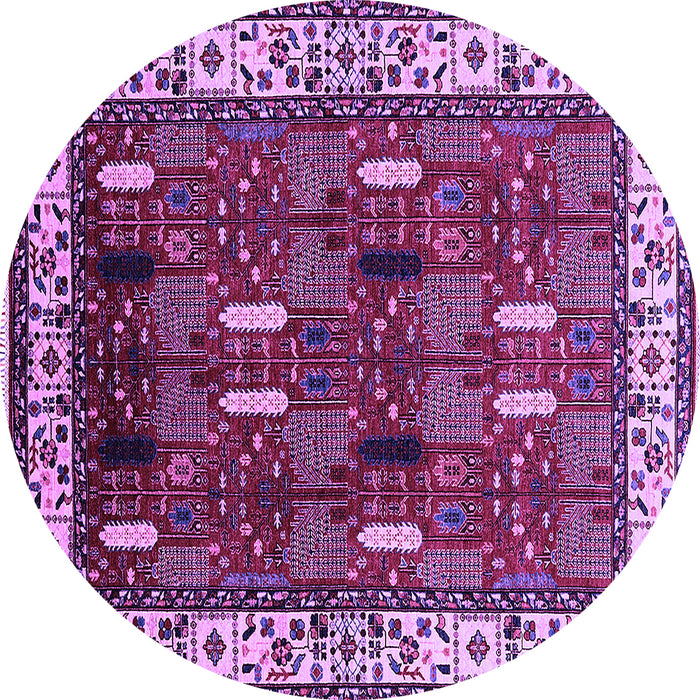Round Machine Washable Oriental Purple Traditional Area Rugs, wshurb1484pur