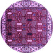 Round Machine Washable Oriental Purple Traditional Area Rugs, wshurb1484pur