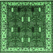 Square Machine Washable Oriental Emerald Green Traditional Area Rugs, wshurb1484emgrn