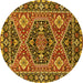 Round Persian Yellow Traditional Rug, urb1485yw