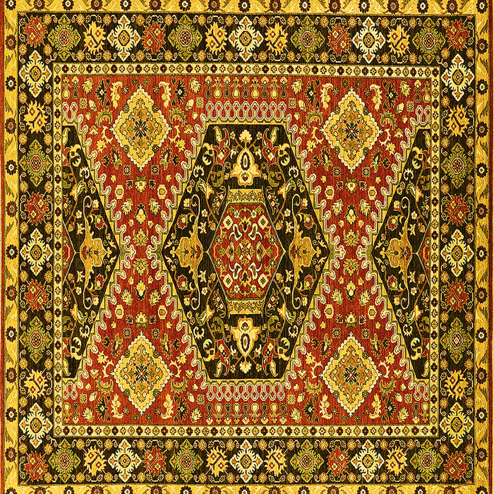 Square Machine Washable Persian Yellow Traditional Rug, wshurb1485yw