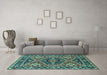 Machine Washable Persian Turquoise Traditional Area Rugs in a Living Room,, wshurb1485turq