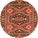 Round Machine Washable Persian Orange Traditional Area Rugs, wshurb1485org