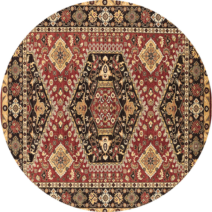 Round Persian Brown Traditional Rug, urb1485brn