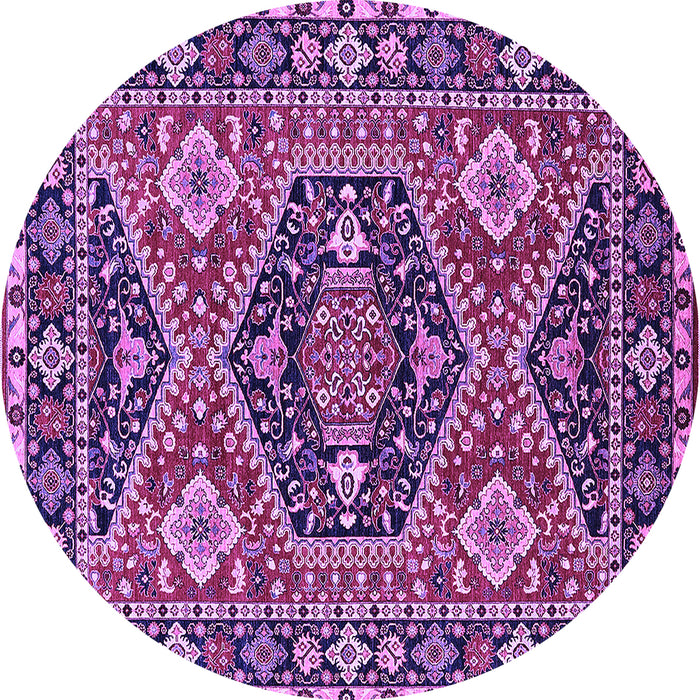 Round Machine Washable Persian Purple Traditional Area Rugs, wshurb1485pur