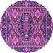 Round Machine Washable Persian Purple Traditional Area Rugs, wshurb1485pur