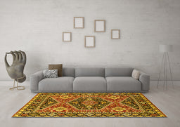 Machine Washable Persian Yellow Traditional Rug in a Living Room, wshurb1485yw