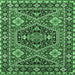 Square Machine Washable Persian Emerald Green Traditional Area Rugs, wshurb1485emgrn