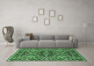 Machine Washable Persian Emerald Green Traditional Area Rugs in a Living Room,, wshurb1485emgrn
