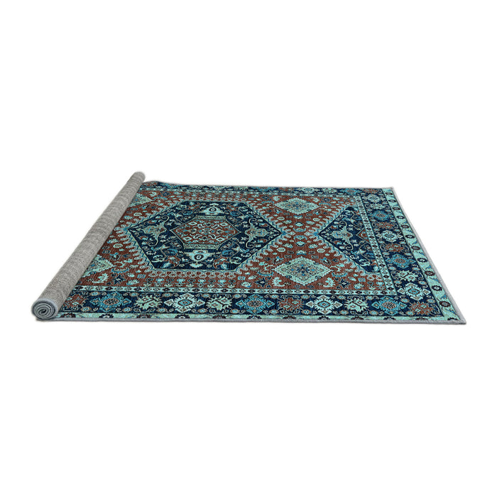Sideview of Machine Washable Persian Light Blue Traditional Rug, wshurb1485lblu