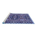 Sideview of Machine Washable Persian Blue Traditional Rug, wshurb1485blu