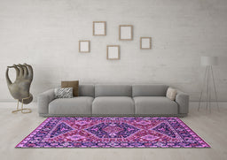 Machine Washable Persian Purple Traditional Area Rugs in a Living Room, wshurb1485pur