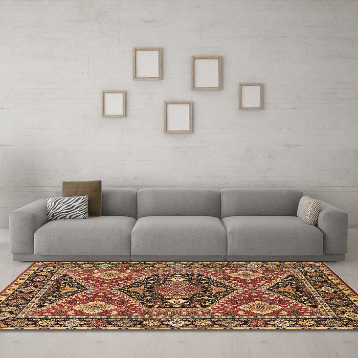 Machine Washable Persian Brown Traditional Rug in a Living Room,, wshurb1485brn