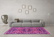 Machine Washable Persian Pink Traditional Rug in a Living Room, wshurb1485pnk