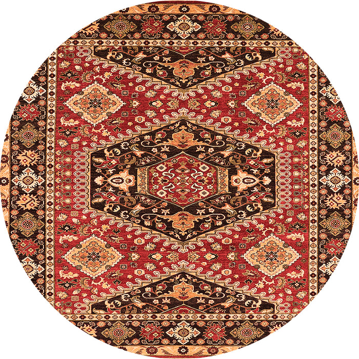 Round Persian Orange Traditional Rug, urb1485org