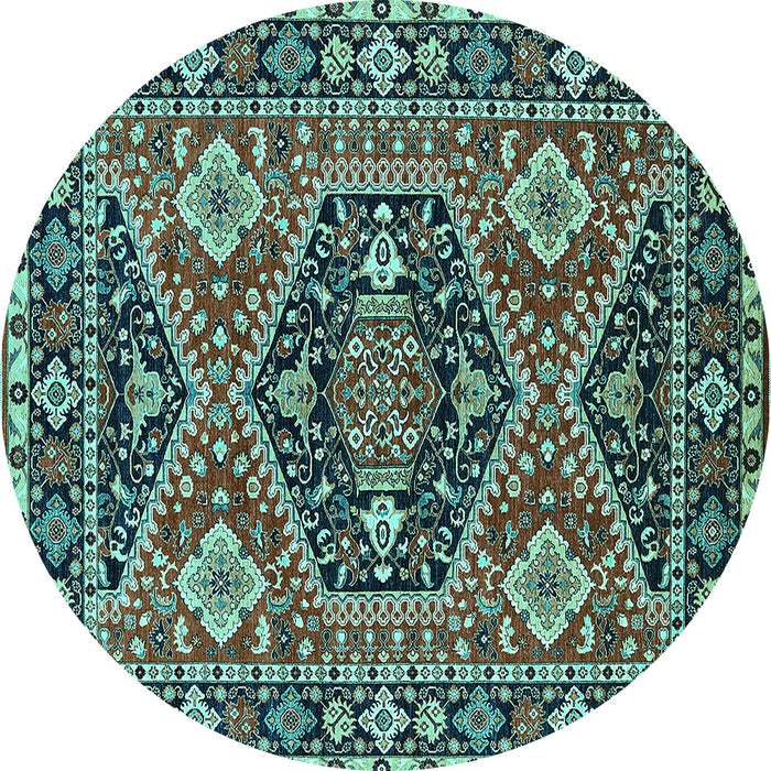 Round Persian Turquoise Traditional Rug, urb1485turq