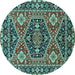 Round Persian Turquoise Traditional Rug, urb1485turq