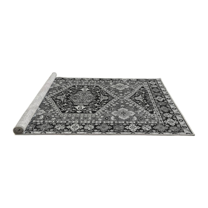 Sideview of Machine Washable Persian Gray Traditional Rug, wshurb1485gry