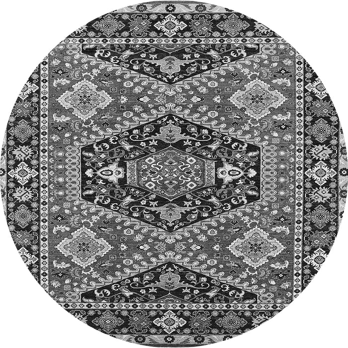 Round Machine Washable Persian Gray Traditional Rug, wshurb1485gry