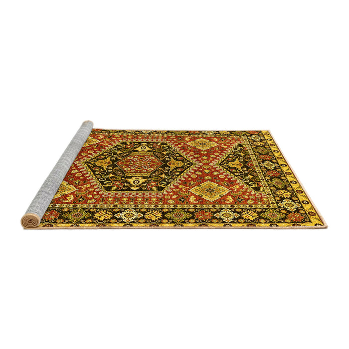 Sideview of Machine Washable Persian Yellow Traditional Rug, wshurb1485yw