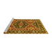 Sideview of Machine Washable Persian Yellow Traditional Rug, wshurb1485yw