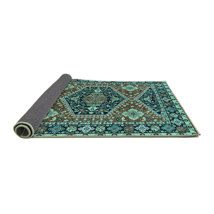 Sideview of Persian Turquoise Traditional Rug, urb1485turq