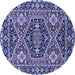 Round Machine Washable Persian Blue Traditional Rug, wshurb1485blu