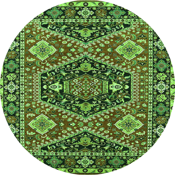 Round Persian Green Traditional Rug, urb1485grn