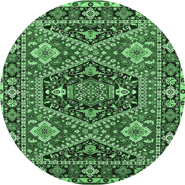Round Persian Emerald Green Traditional Rug, urb1485emgrn