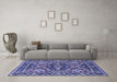 Machine Washable Persian Blue Traditional Rug in a Living Room, wshurb1485blu