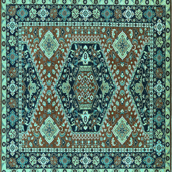 Square Machine Washable Persian Turquoise Traditional Area Rugs, wshurb1485turq