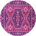 Round Machine Washable Persian Pink Traditional Rug, wshurb1485pnk