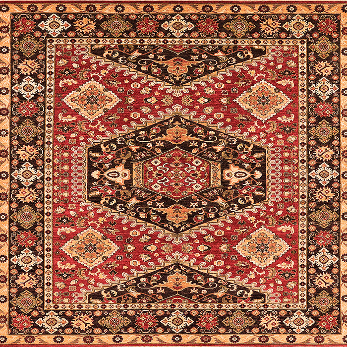 Square Persian Orange Traditional Rug, urb1485org