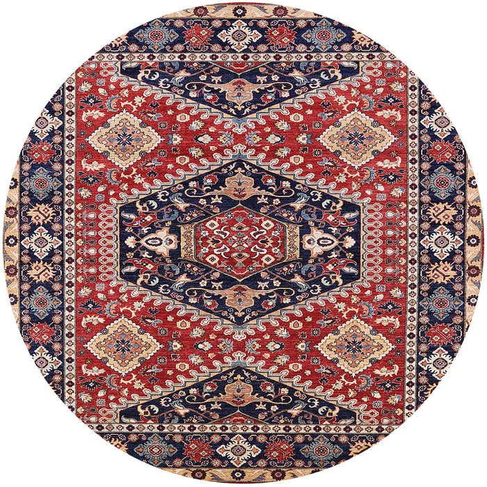 Round Mid-Century Modern Light French Beige Brown Persian Rug, urb1485