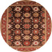 Round Oriental Orange Industrial Rug, urb1486org