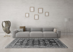 Machine Washable Oriental Gray Industrial Rug in a Living Room,, wshurb1486gry