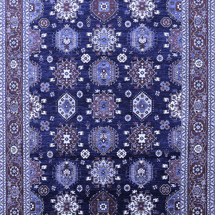 Machine Washable Oriental Blue Industrial Rug, wshurb1486blu