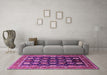 Machine Washable Oriental Pink Industrial Rug in a Living Room, wshurb1486pnk