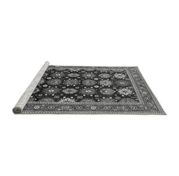 Sideview of Machine Washable Oriental Gray Industrial Rug, wshurb1486gry