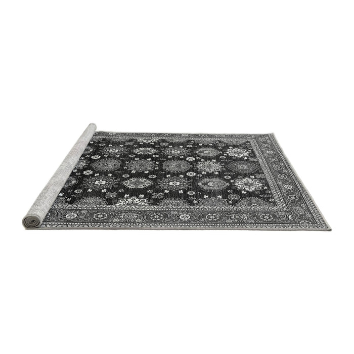 Sideview of Machine Washable Oriental Gray Industrial Rug, wshurb1486gry