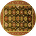 Round Oriental Yellow Industrial Rug, urb1486yw