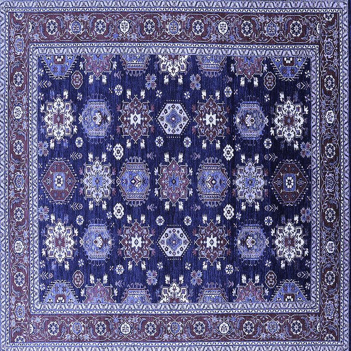 Square Machine Washable Oriental Blue Industrial Rug, wshurb1486blu