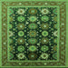 Square Machine Washable Oriental Green Industrial Area Rugs, wshurb1486grn