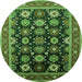 Round Oriental Green Industrial Rug, urb1486grn