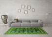 Machine Washable Oriental Green Industrial Area Rugs in a Living Room,, wshurb1486grn