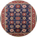 Round Mid-Century Modern Pink Oriental Rug, urb1486