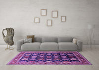 Machine Washable Oriental Purple Industrial Rug, wshurb1486pur