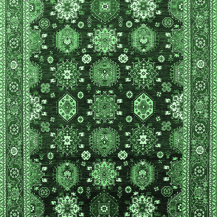 Machine Washable Oriental Emerald Green Industrial Area Rugs, wshurb1486emgrn
