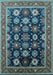 Machine Washable Oriental Light Blue Industrial Rug, wshurb1486lblu